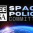 A graphic showing the IEEE-USA Space Policy Committee logo above an image of Earth from space.